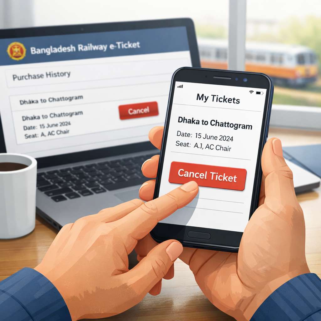 Bangladesh Railway e‑ticket cancellation screen